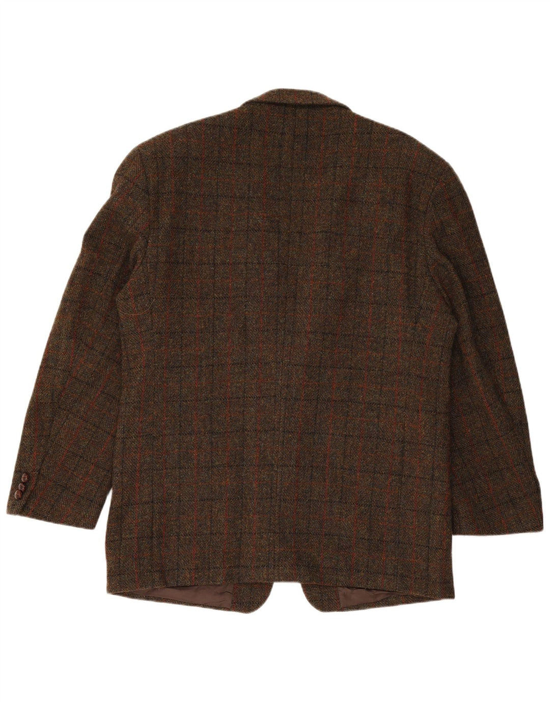 Мужской пиджак HARRIS TWEED на 2 пуговицах IT 54 2XL, коричневый в клетку, новая шерсть