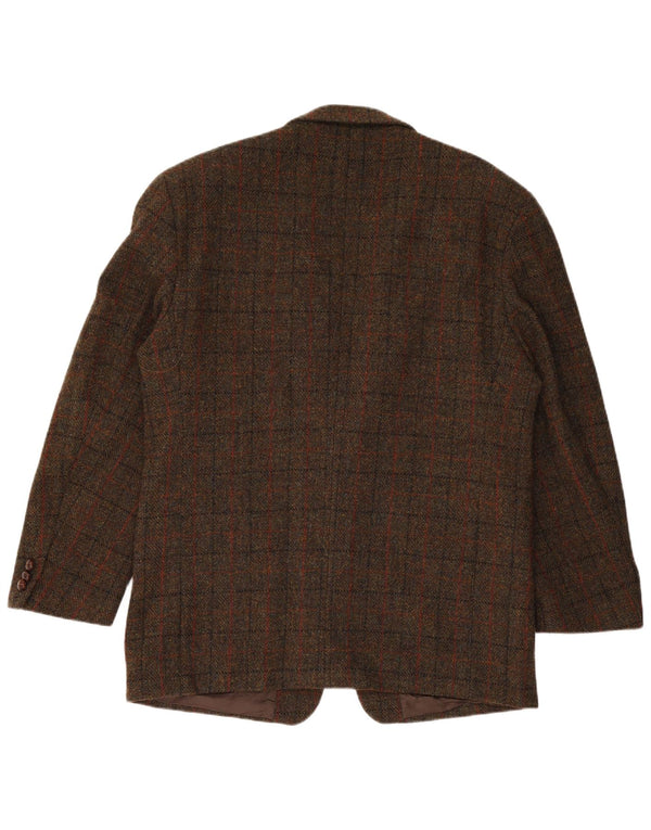 Мужской пиджак HARRIS TWEED на 2 пуговицах IT 54 2XL, коричневый в клетку, новая шерсть