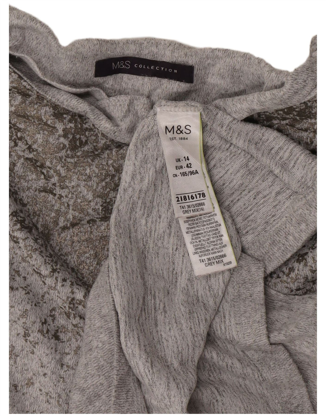 Женская блузка Marks & Spencer Top UK 14, средний серый полиэстер с крапинками