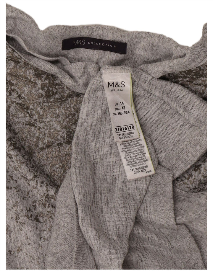 Женская блузка Marks & Spencer Top UK 14, средний серый полиэстер с крапинками
