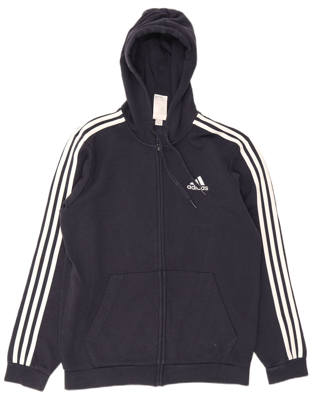 Мужской свитер с капюшоном на молнии Adidas среднего размера, темно-синий, хлопок
