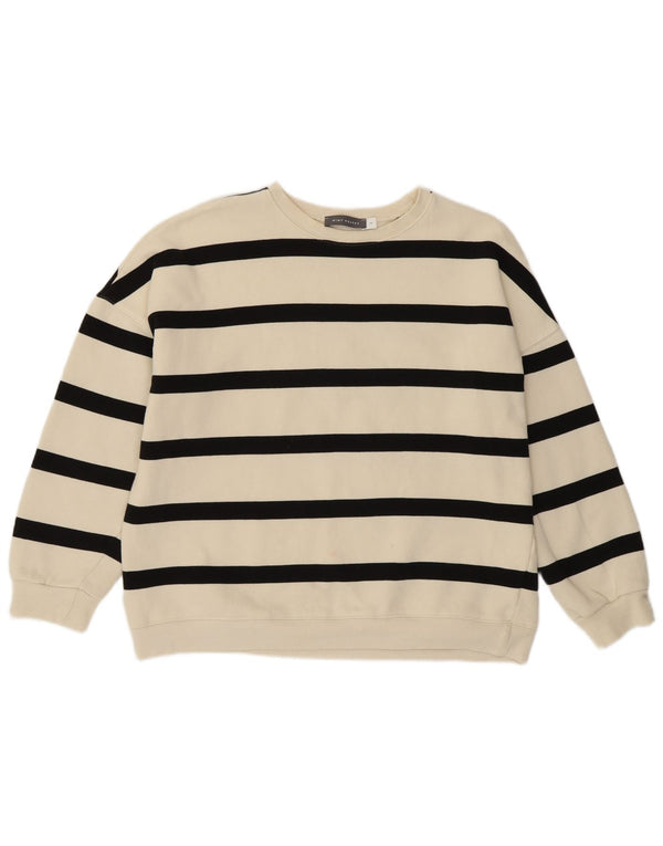 Женский свитер-свитшот MINT VELVET UK 14, средний размер, хлопок в белую полоску