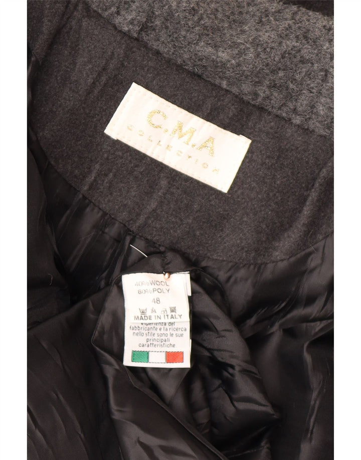 ВИНТАЖНЫЙ женский дафлкот с капюшоном IT 48 XL Серый Шерстяной