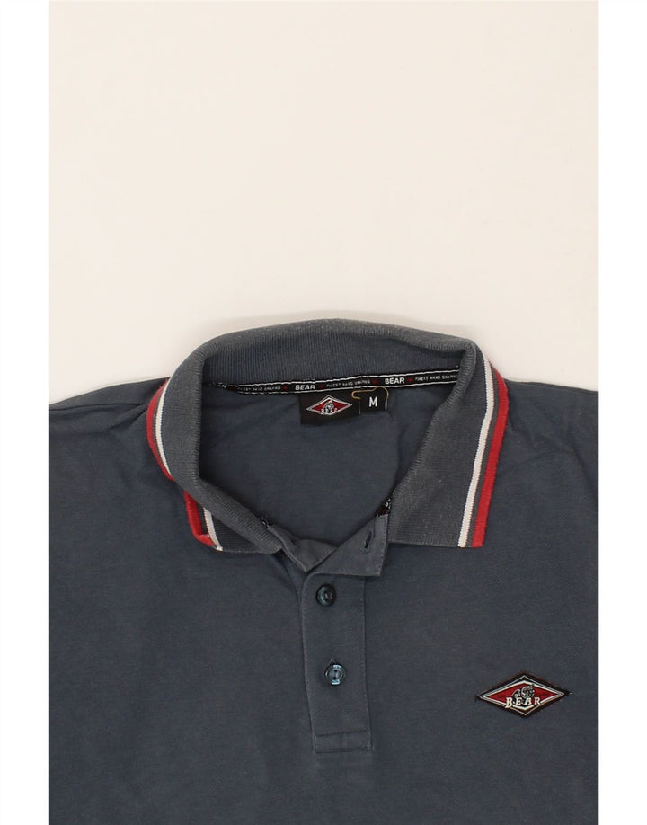 BEAR Mens Polo Shirt Medium Navy Blue Cotton Vintage Bear and Second-Hand Bear from Messina Hembry 