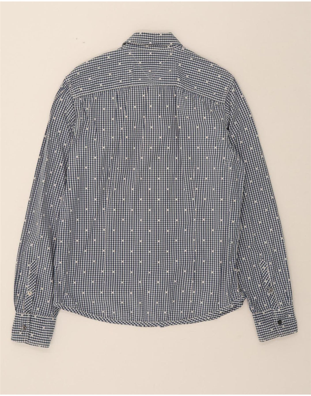 TOMMY HILFIGER Mens Graphic Shirt Large Blue Gingham Cotton Vintage Tommy Hilfiger and Second-Hand Tommy Hilfiger from Messina Hembry 