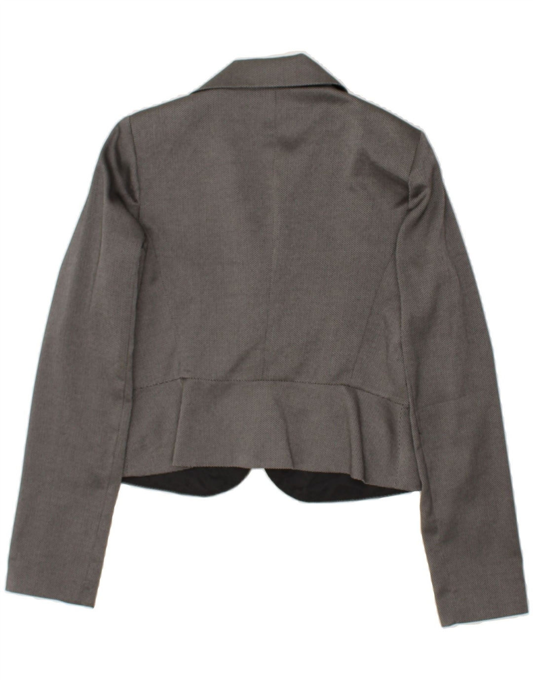 VINTAGE Womens 2 Button Crop Blazer Jacket UK 14 Medium Grey Polyester | Vintage Vintage | Thrift | Second-Hand Vintage | Used Clothing | Messina Hembry 