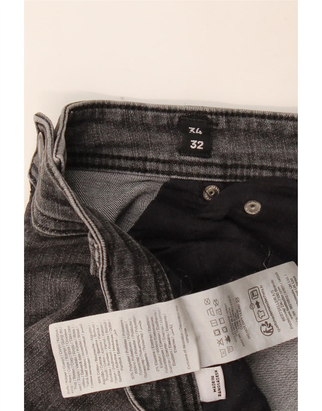 JACK & JONES Мужские узкие джинсы GLENN W34 L32 Серые хлопковые