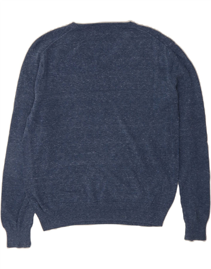 J. CREW Mens V-Neck Jumper Sweater Small Blue Flecked Cotton Vintage J. Crew and Second-Hand J. Crew from Messina Hembry 