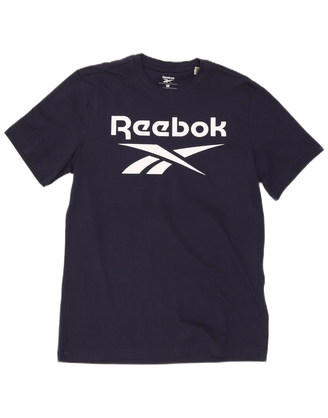 Мужская футболка Reebok с рисунком, темно-синий, хлопковый топ среднего размера