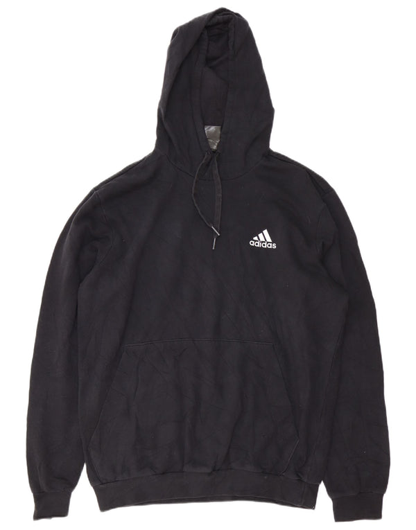 Мужской джемпер с капюшоном Adidas Regular Fit, большой черный, хлопковый