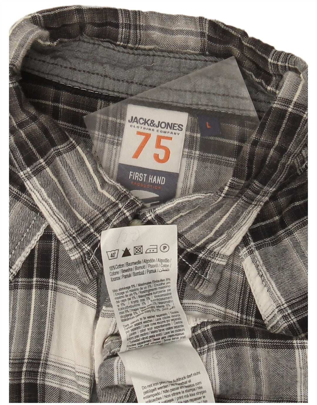 Мужская фланелевая рубашка Jack & Jones с коротким рукавом, большая серая клетка, хлопок