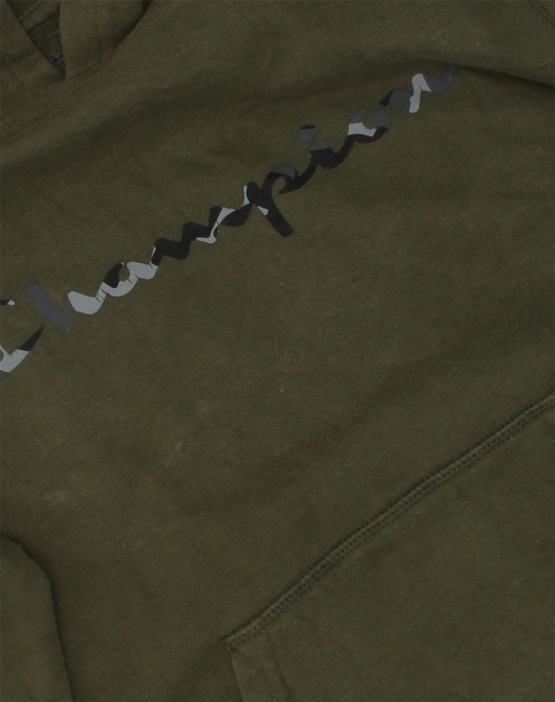 CHAMPION Boys Graphic Hoodie Jumper 14-15 Years Large Khaki Cotton | Vintage Champion | Thrift | Second-Hand Champion | Used Clothing | Messina Hembry 