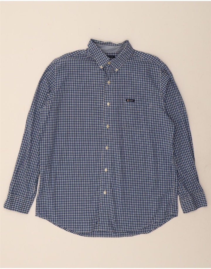 CHAPS Mens Flannel Shirt Large Blue Check Cotton Vintage Chaps and Second-Hand Chaps from Messina Hembry 