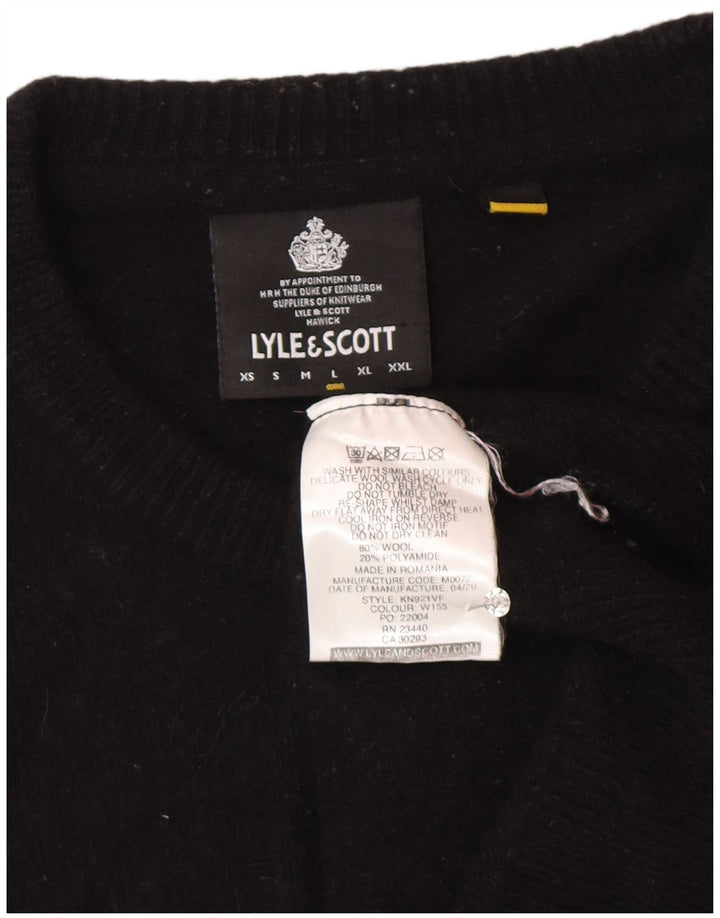 Женский джемпер с круглым вырезом Lyle & Scott, большой черный шерстяной свитер, Великобритания 16