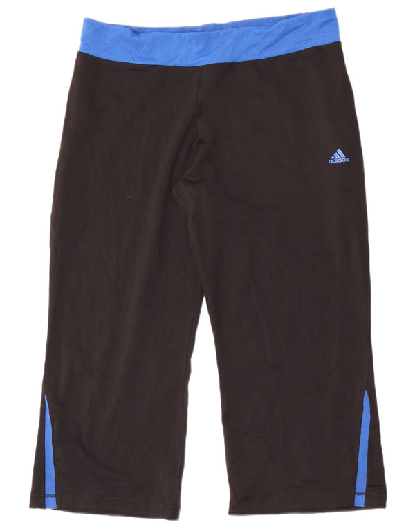 Женские укороченные спортивные брюки Adidas UK 22 3XL, черные полиэстер с цветными блоками