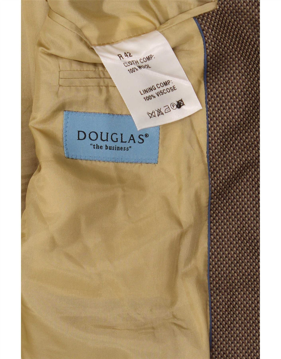 Мужской пиджак Douglas на 3 пуговицах UK 42 XL коричневый шерстяной