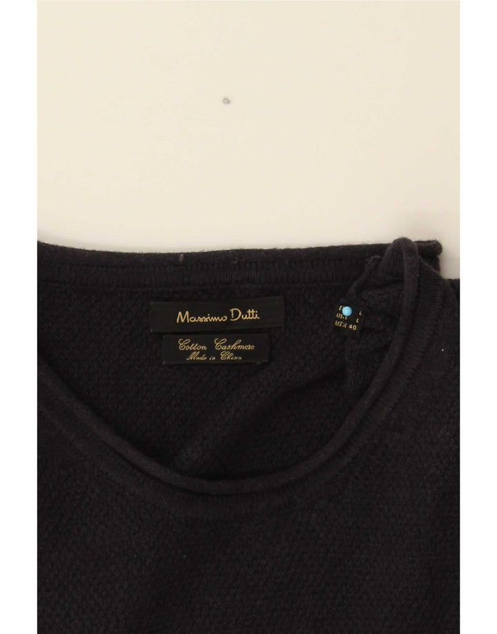 Мужской джемпер с круглым вырезом Massimo Dutti, большой темно-синий хлопковый свитер