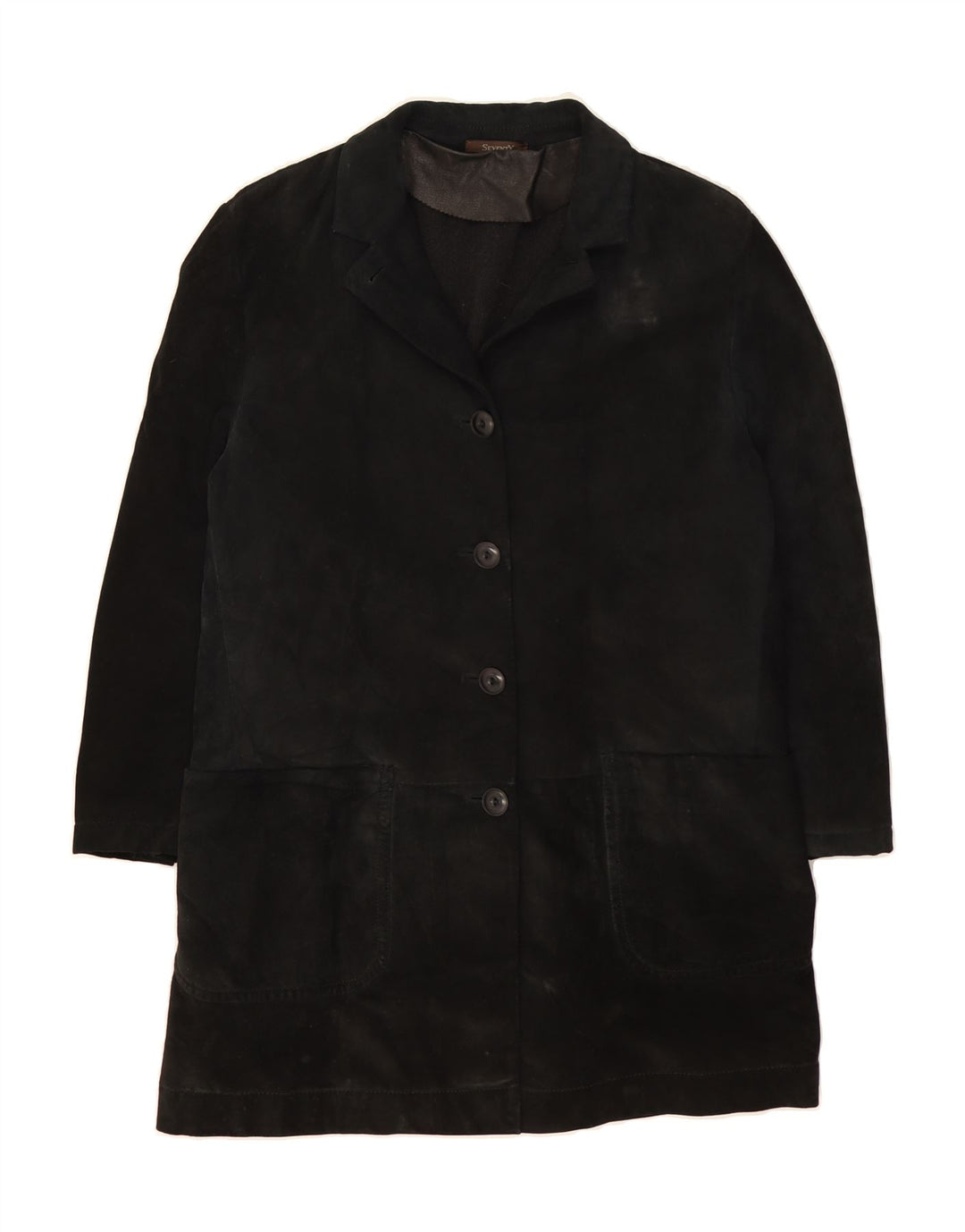 SEVENTY Womens Suede Overcoat UK 12 Medium Black Leather Vintage Seventy and Second-Hand Seventy from Messina Hembry 
