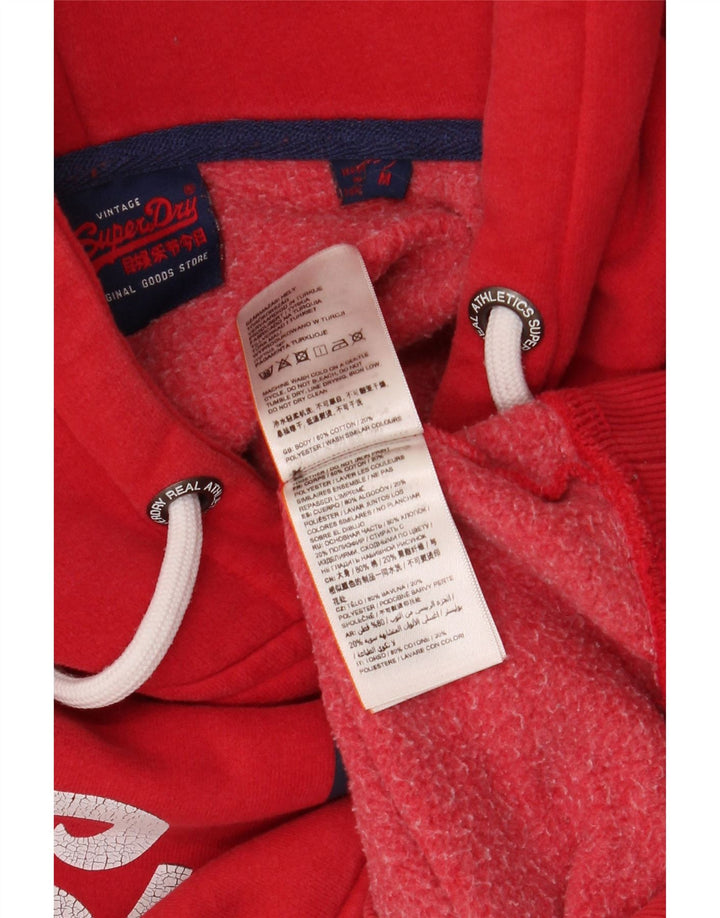 SUPERDRY Мужской джемпер с капюшоном с рисунком, средний красный, хлопок