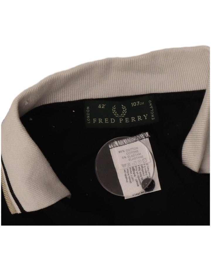 Мужская рубашка-поло Fred Perry среднего черного цвета, хлопок с цветными блоками