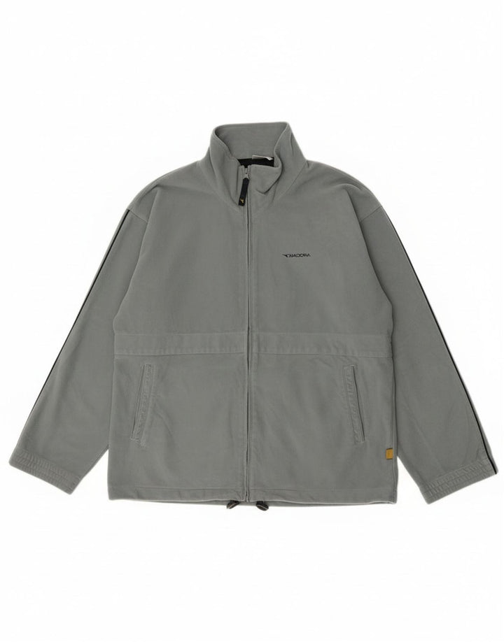 Мужская велюровая спортивная куртка Diadora UK 40, большой серый полиэстер