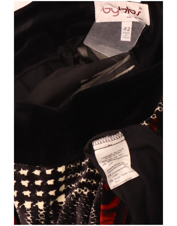 BYBLOS Женская бархатная юбка-трапеция IT 42 Medium W28 Черный цветочный хлопок