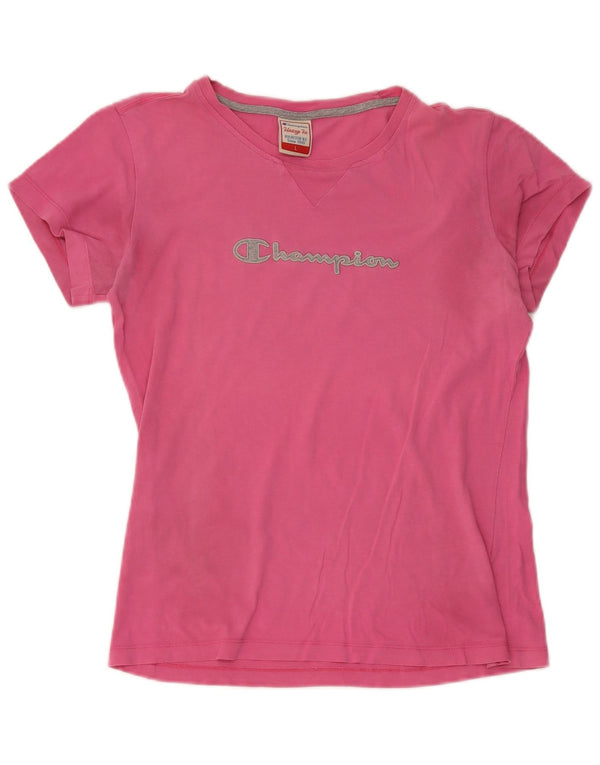 Женская футболка с рисунком Champion Heritage Fit Top UK 14, большая розовая