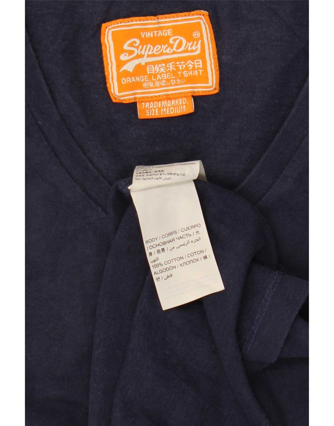 Мужская футболка Superdry Top среднего размера, темно-синяя, хлопок