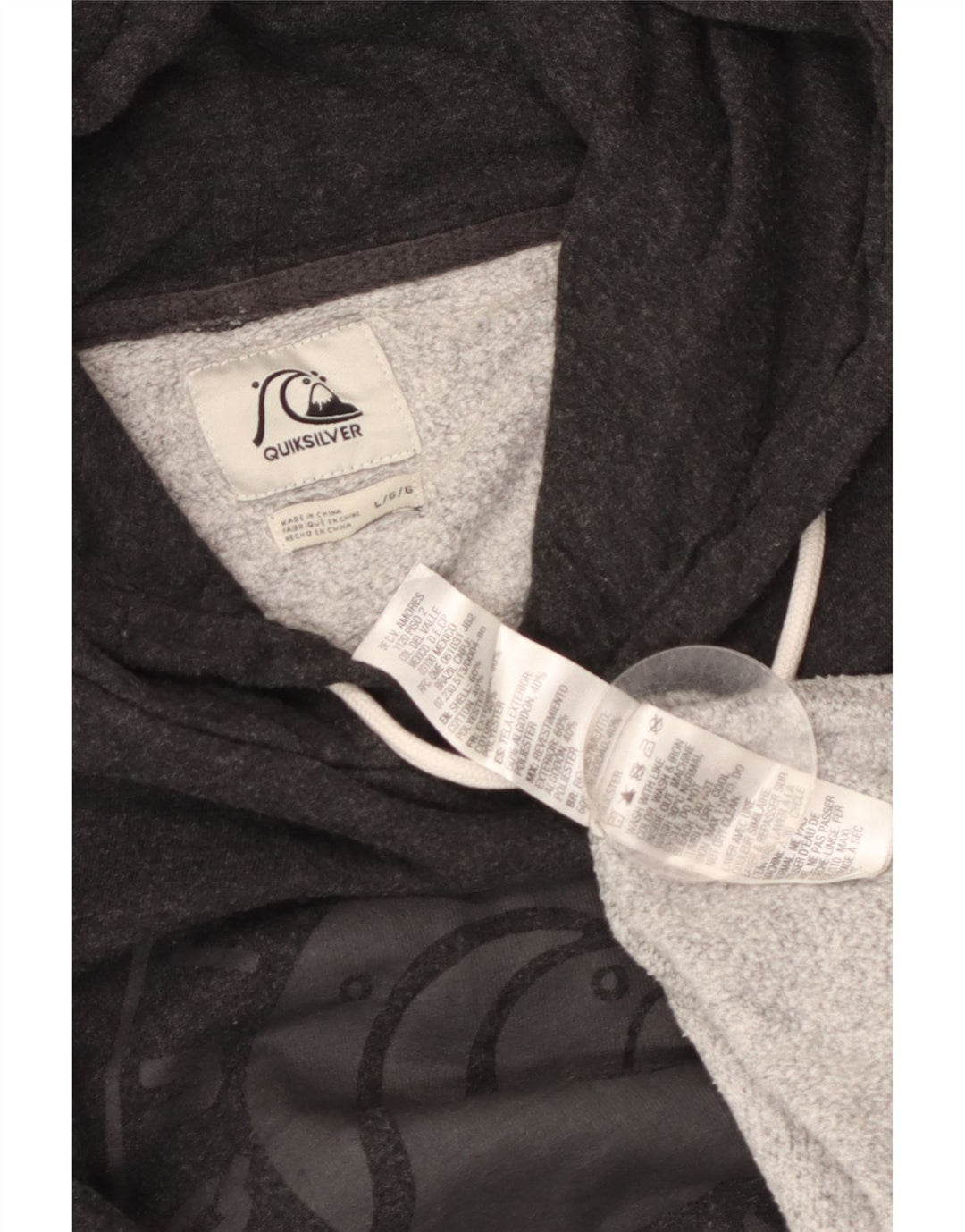 Мужской джемпер с капюшоном Quiksilver, большой серый, хлопковый