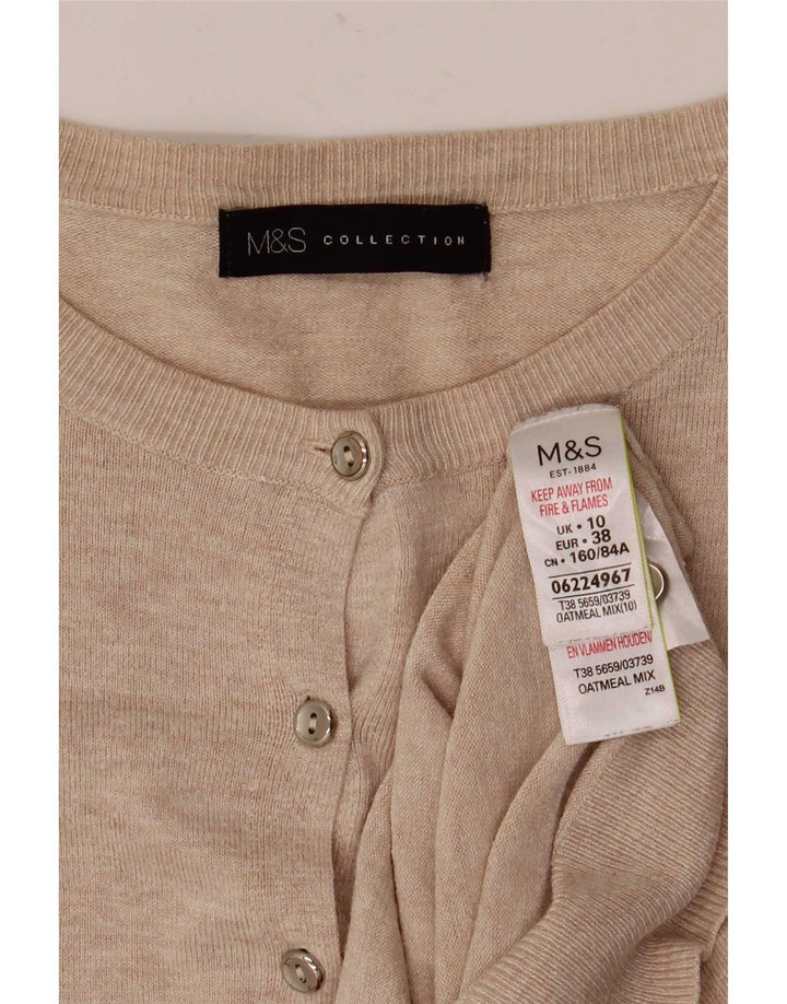 Женский свитер-кардиган Marks & Spencer UK 10, маленький, бежевый, вискоза