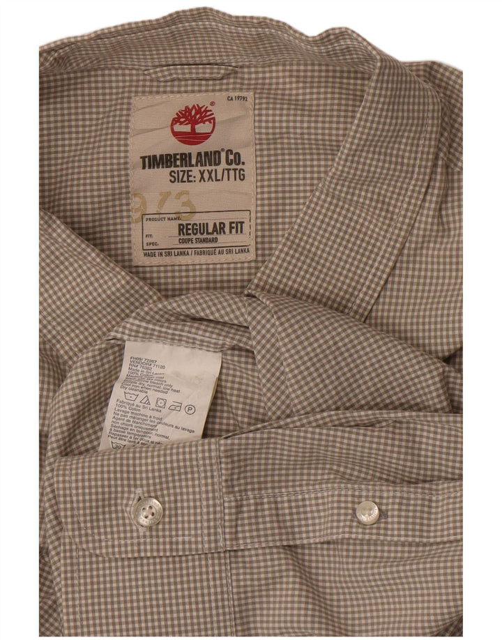 Мужская рубашка стандартного кроя Timberland 2XL серая, хлопок в мелкую клетку
