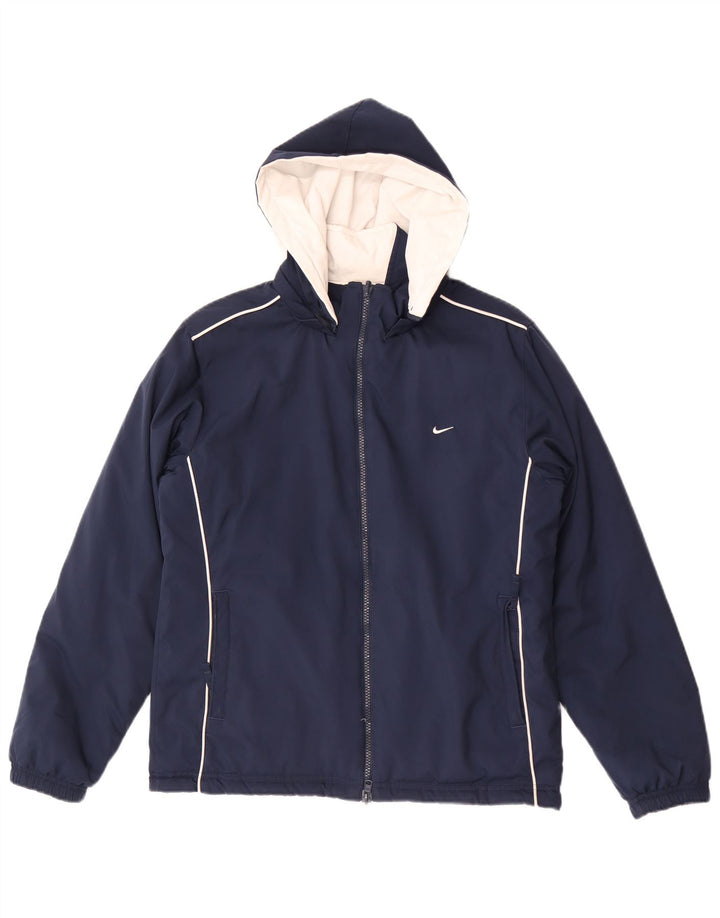 Женская двусторонняя куртка с капюшоном Nike UK 10/12, средний темно-синий цветной блок
