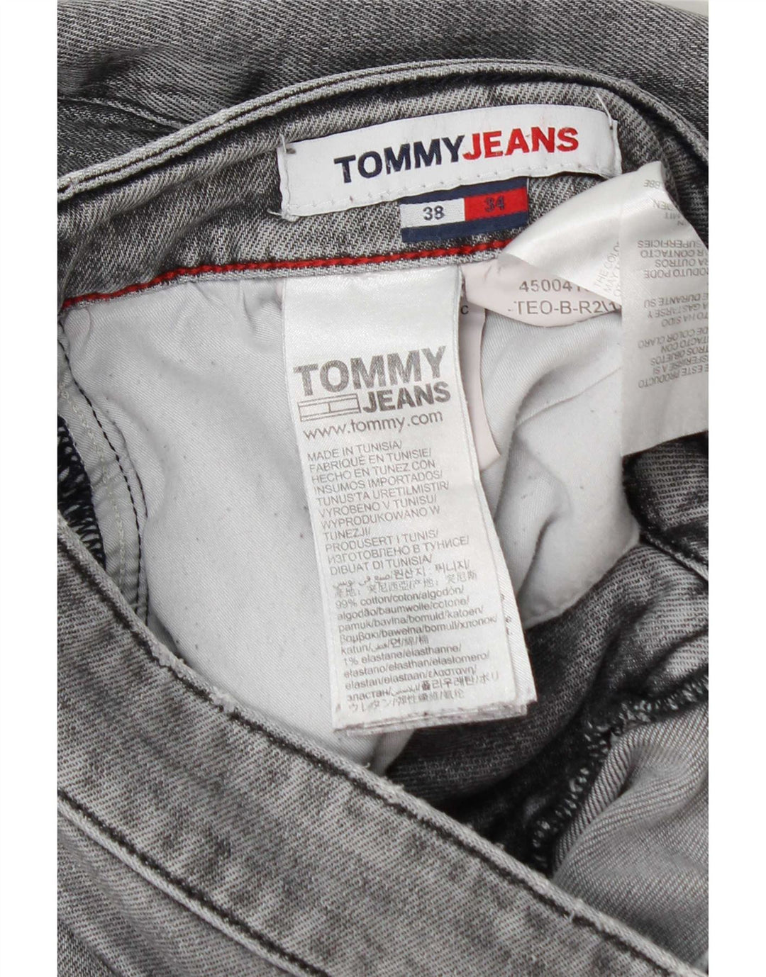 Tommy Hilfiger Мужские потертые узкие джинсы W38 L34 Серый хлопок