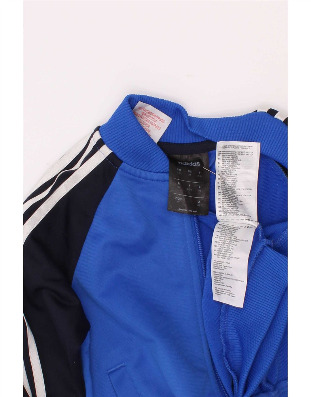 Спортивный костюм Adidas для мальчиков, верхняя куртка 2–3 лет, синяя, полиэстер с цветными блоками