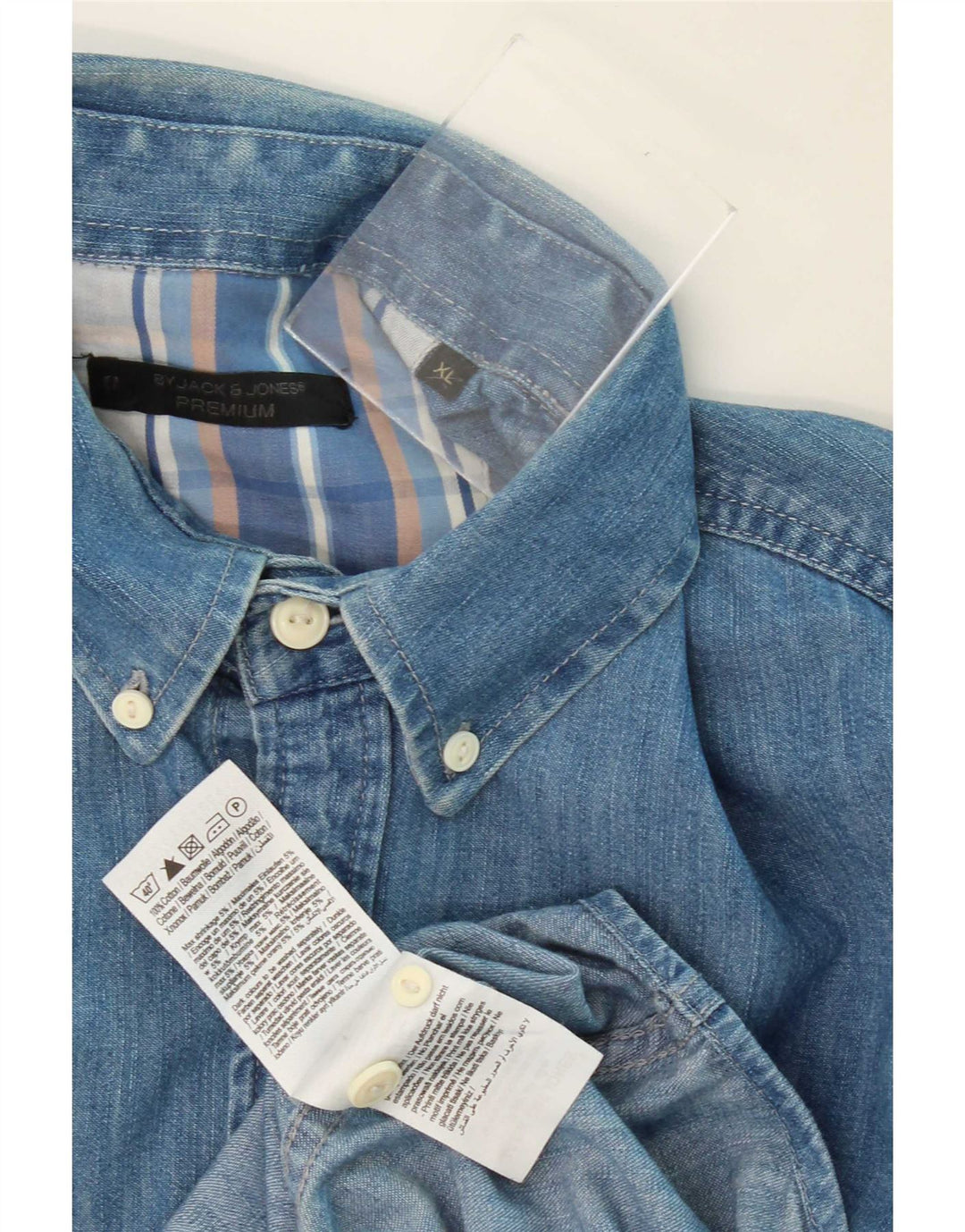 Мужская джинсовая рубашка Jack & Jones XL, синяя, хлопок