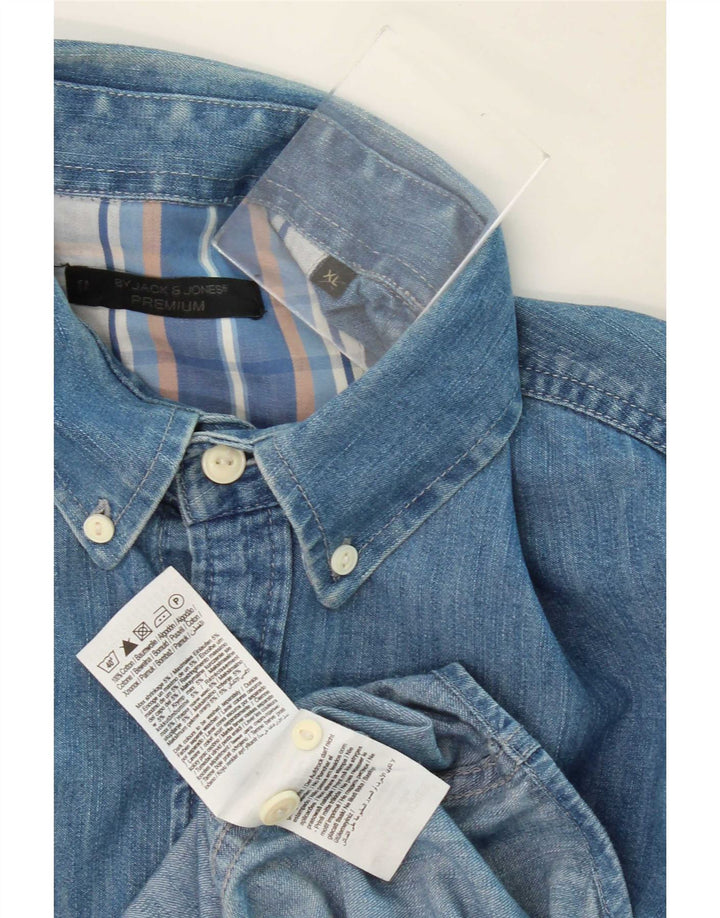 Мужская джинсовая рубашка Jack & Jones XL, синяя, хлопок