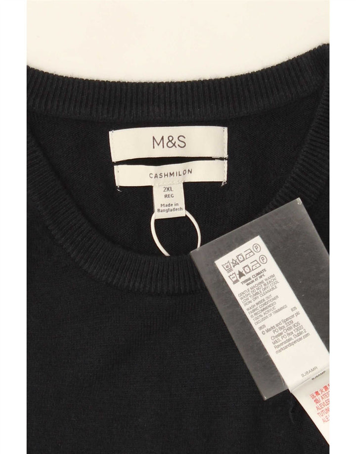 Мужской джемпер с круглым вырезом Marks & Spencer 2XL темно-синий акрил