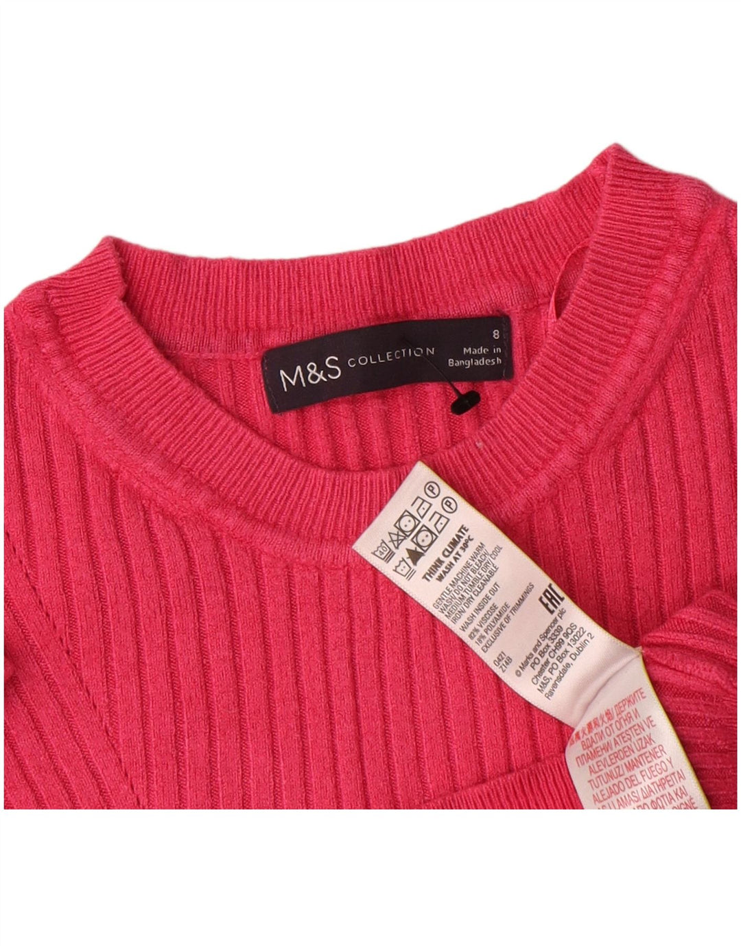 Женский укороченный джемпер с круглым вырезом Marks & Spencer UK 8, маленький розовый