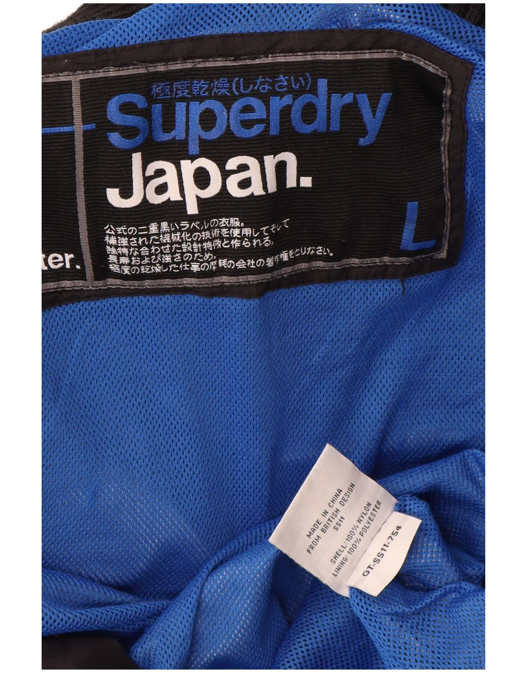 SUPERDRY Женская дождевик с графическим рисунком UK 16, большой черный нейлон
