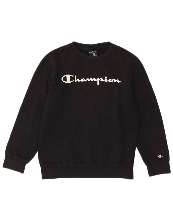 Свитшот Champion для мальчиков с рисунком, 11–12 лет, большой размер, черный хлопок, хлопок