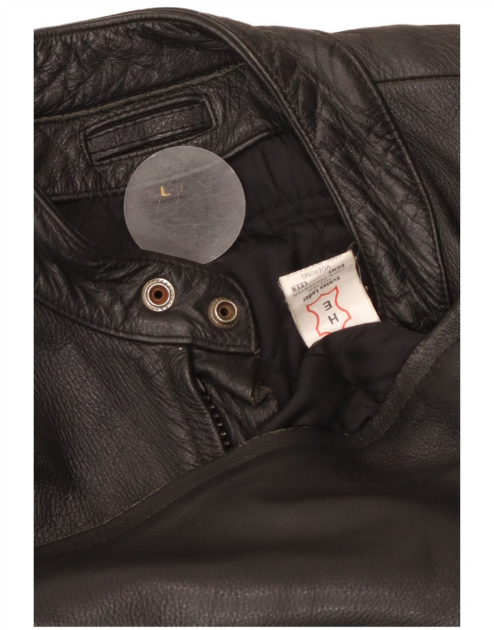 Мужская кожаная куртка-гонщик VINTAGE UK 40, большая черная кожа