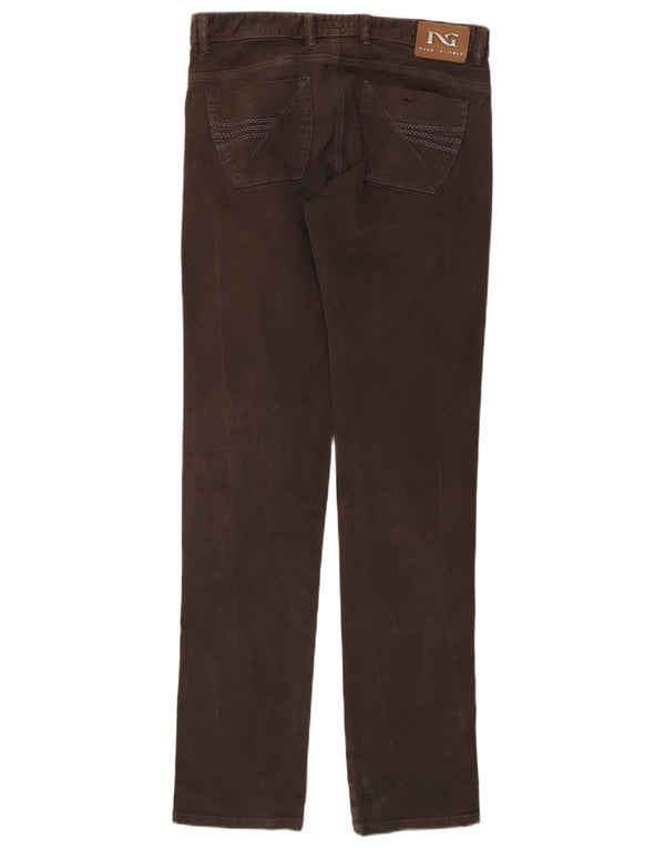 Nero Giardini Mens Straight Jeans W34 L35 Brown Cotton