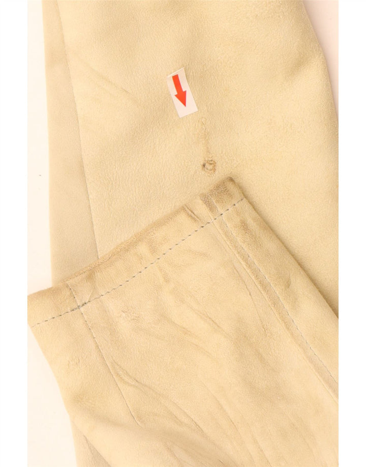 Винтажная женская замшевая куртка UK 12, кожа среднего бежевого цвета