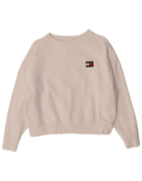 Женский свитер оверсайз Tommy Hilfiger UK 2 2XS, белый хлопок