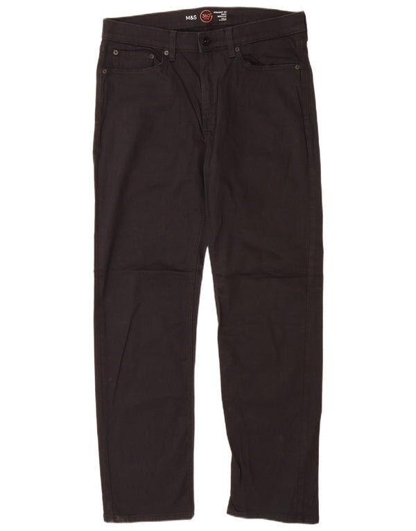 Мужские прямые джинсы Marks & Spencer W34 L31, черные, хлопковые
