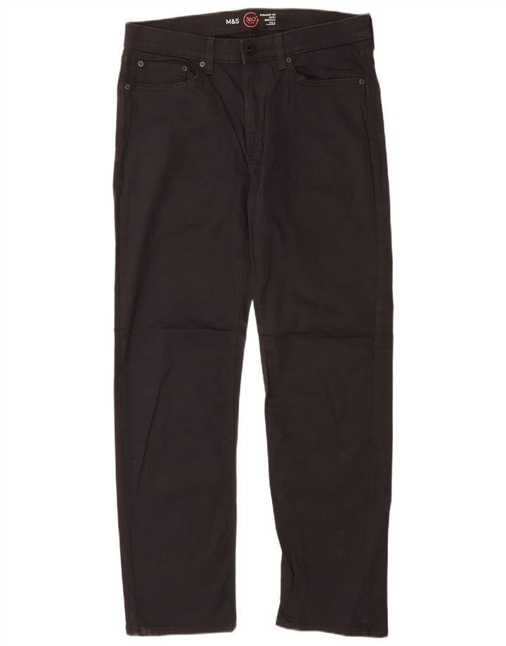Мужские прямые джинсы Marks & Spencer W34 L31, черные, хлопковые