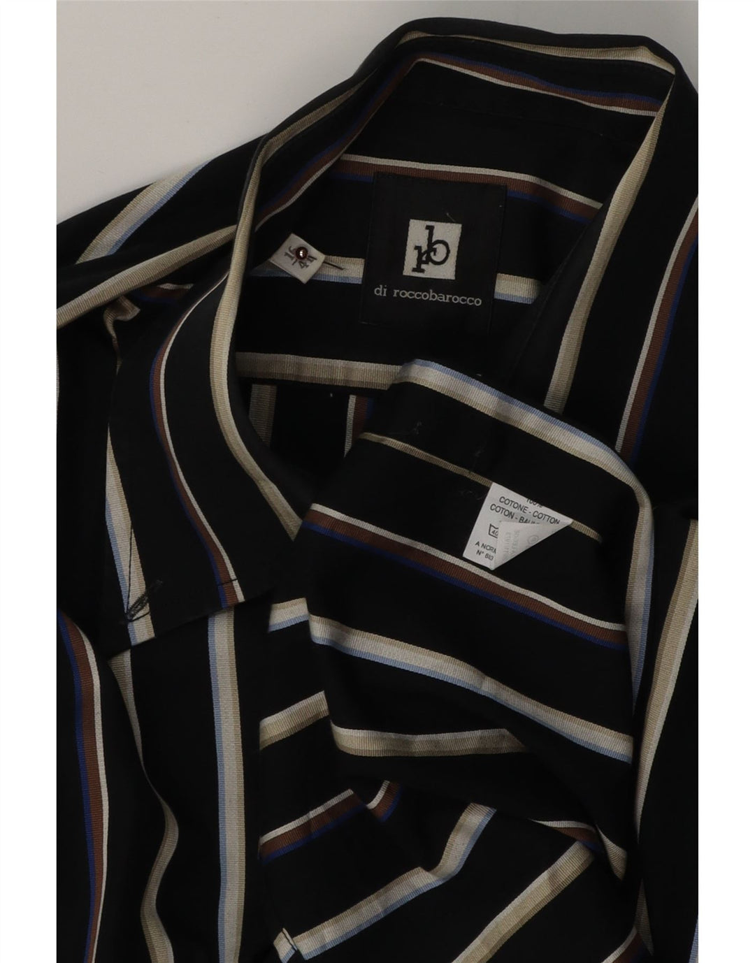 Мужская рубашка ROCCOBAROCCO, размер 41, 16, большая черная полоска, хлопок