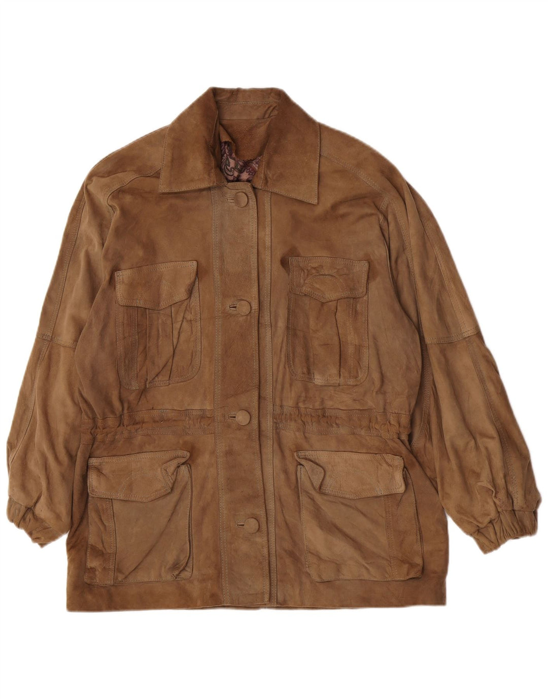 Винтажная женская замшевая куртка EU 42, большая коричневая