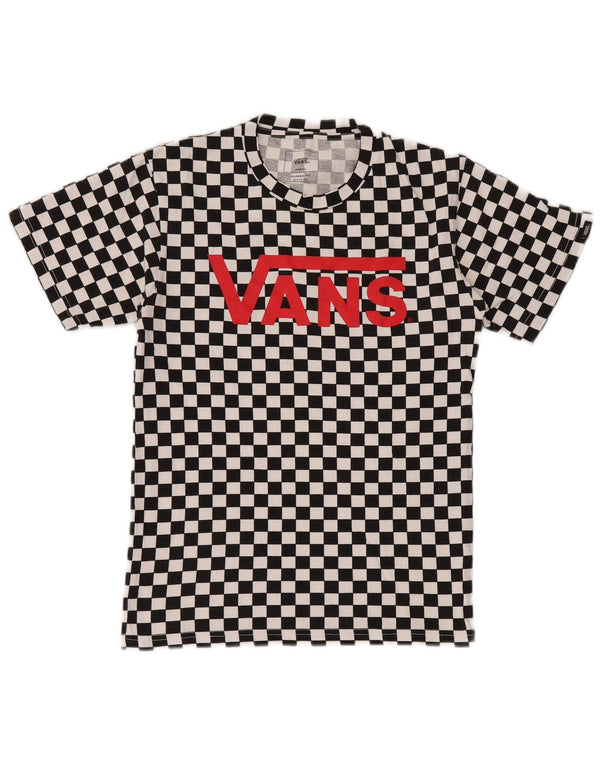 Женская футболка классического кроя с рисунком Vans Top UK 6 XS, черный хлопок с геометрическим рисунком