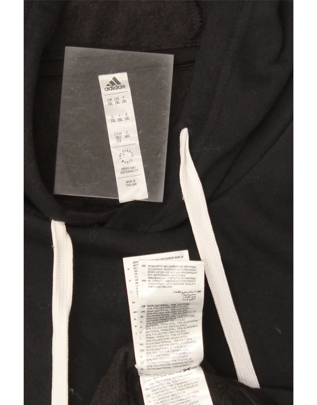 Мужской джемпер с капюшоном ADIDAS 2XL, черный хлопок